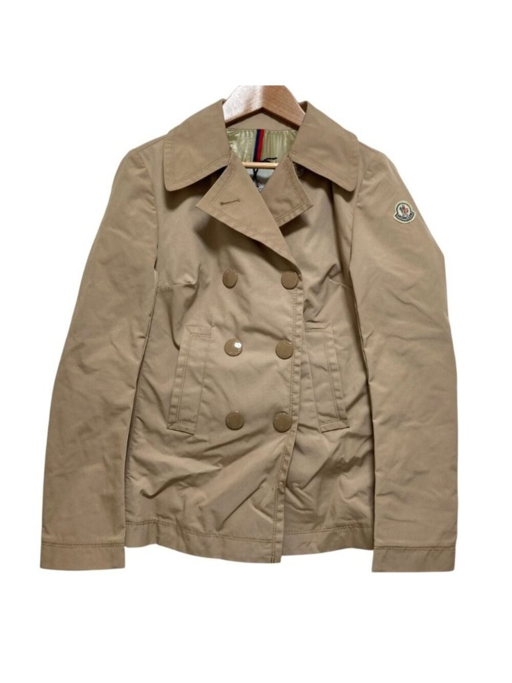 Moncler Eugenie Back Box Pleats Short Coat Beige Fall Winter 00